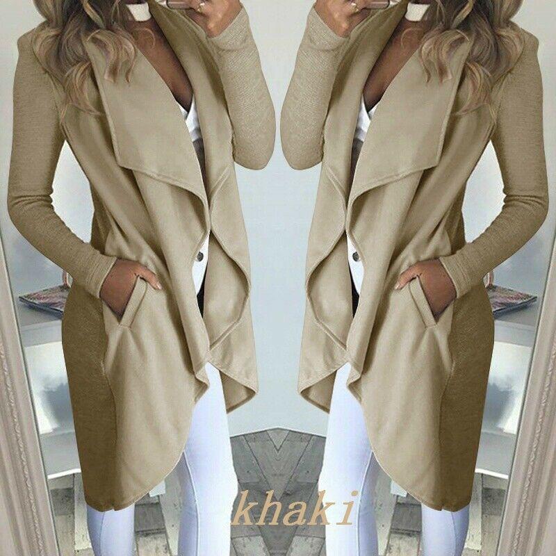 

Fasion Womens Long Waterfall Coat Jacket Ladies Cardigan Overcoat Jumper Plus Size, Beige