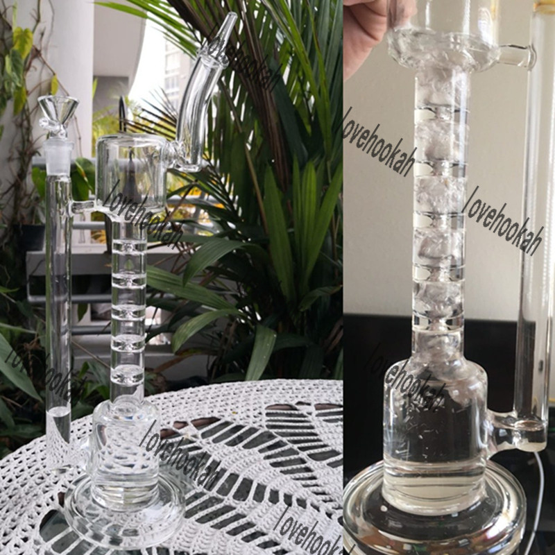 

31 cm Smoking Water Pipes Clear Glass Water Bong with Spline Perc 14mm Joint Glass Bong Oil Rig Pipes Hookahs lovehookah with Bowl