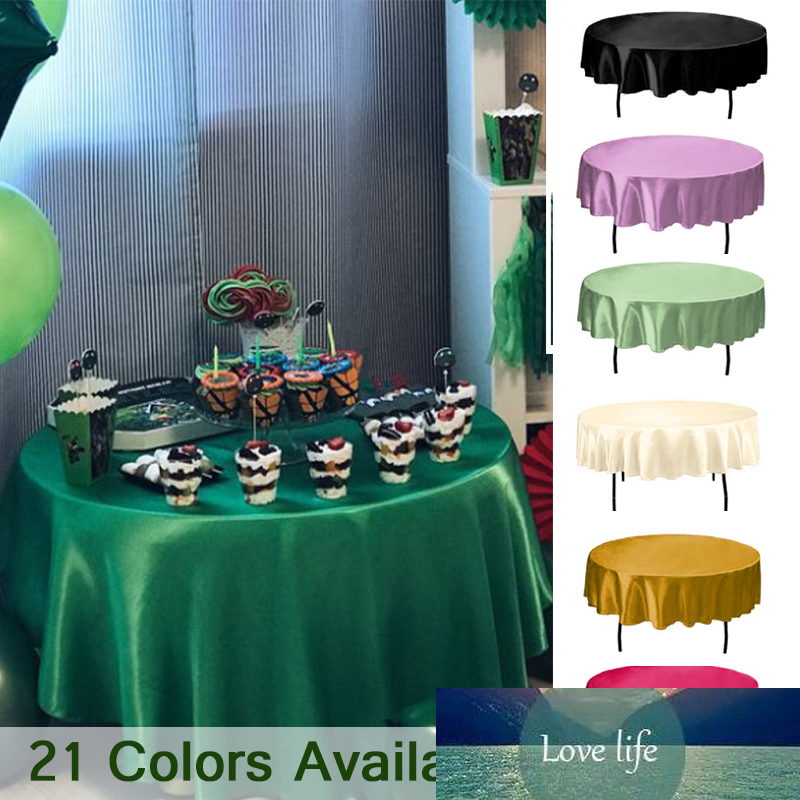 

145cm Round handmade Satin Table Cloth Covers Tablecloth For Home Wedding tables restaurant Party Christmas Decoration green, Black