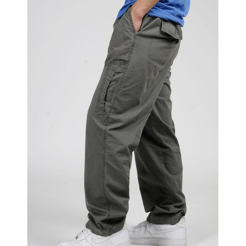 

2021 New Spring Fall Cargo Big Cotton Slacks Loose Men's Pants Size Xl-6xl Dmha, Black