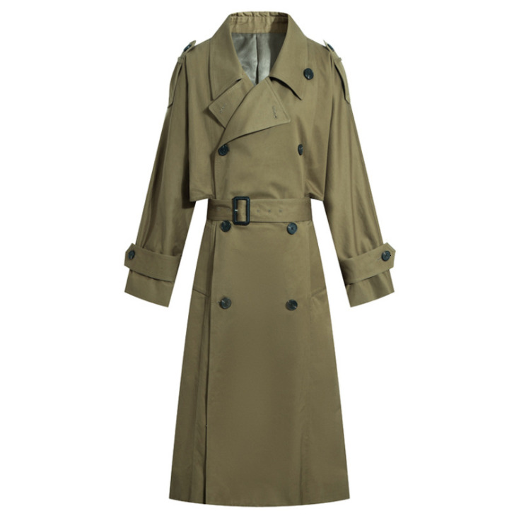 

2021 New Female blouse long section Autumn green army on the knee jacket tide jacket, DS01, Army green.