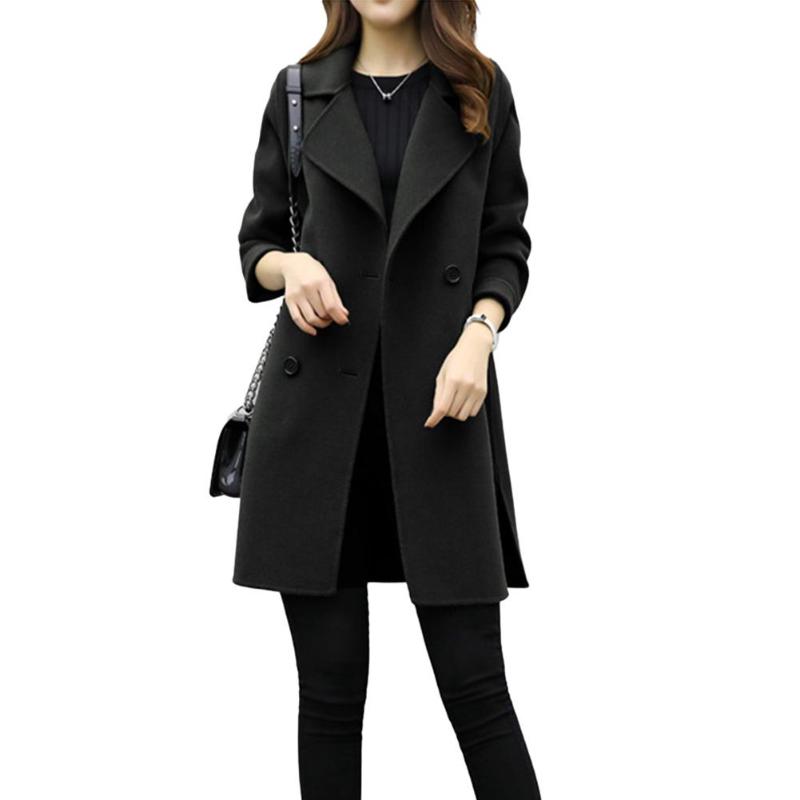 

2020 Autumn Winter Women' Jacket Coats Female Long Coats Outerwear Warm Thick Female Jackets, Black