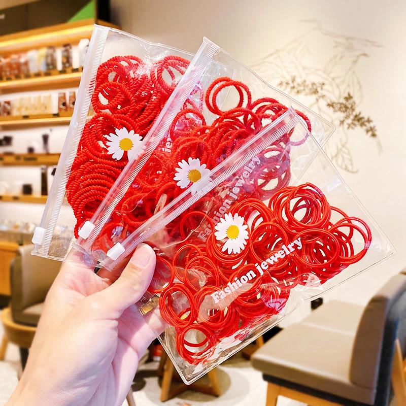 

100 Pcs/Set New Children Cute Sweet Red Elastic Hair Bands Baby Girls Lovely Soft Scrunchies Rubebr Bands Kids Hair Accessories, 2-100 pcs
