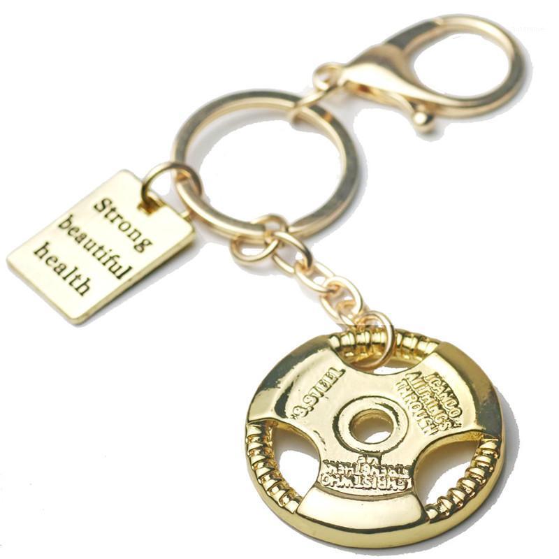 

Weight Plate Keychain Wallet Gold Strong Beautiful Health Charms Key Ring Car Purse Bag Buckle Pendant Men Gym Jewelry1