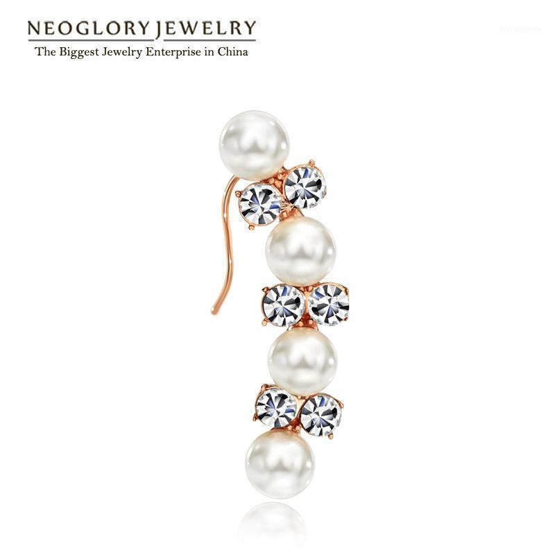 

Neoglory Simulated Pearl Austrian Rhinestone Rose Gold Color Drop Dangle Earring For Women Fashion Jewelry 2020 New Gift EA11