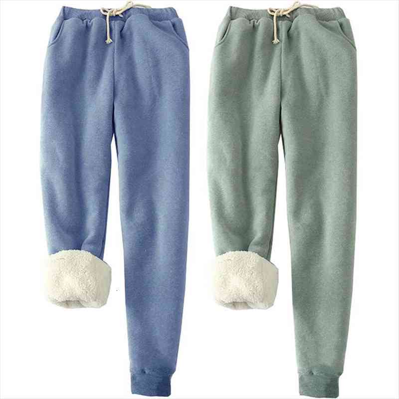 

gniherii womens winter sports pants sherpa lined warm sweatpants athletic loose hip hop joggers pants streetwear, Black;white