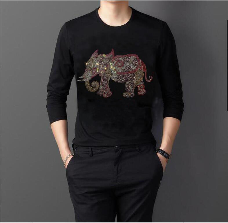 

2021 New Elastic Cotton Mens T-shirt O-neck Long Sleeve Men t Shirt for Male Lycra and T-shirts Man Clothing Tshirt Brand Tee Ojhc, As show