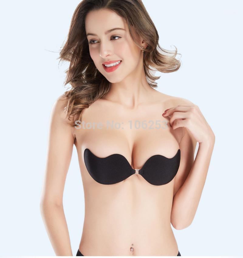 

100 pcs Wholesale Women Sexy Invisible Strapless Silicone Push Up Bra1, Beige