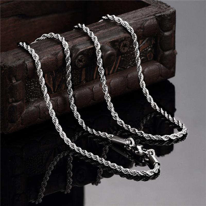 

stainless steel twist chain 4-6mm width Long necklace hip Silver plated men Women gift gothic accessory jewelry choker Wholesale