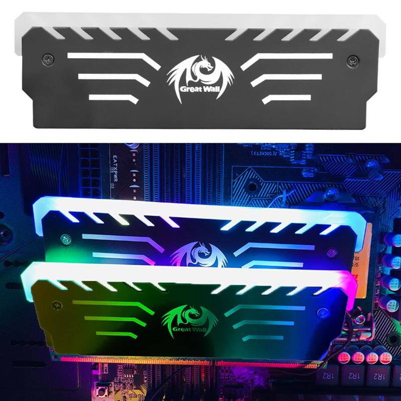 

Desktop Memory Heatsink Cooling Clip RGB Light 6 Automatic Color Change RAM Cooling Systerm Double Layer Heat Conduction