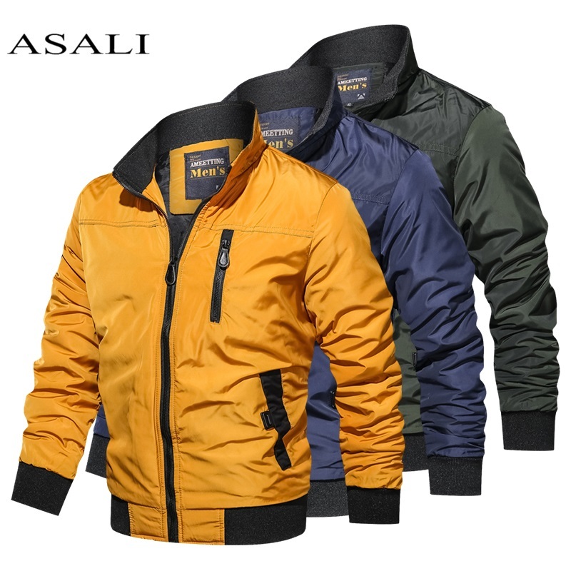 

2020 Military Jacket Men Coats Spring Bomber Jacket Men Casual Slim Patchwork Windbreaker Jackets Male Outwear Zipper Thin Coat, Mg9032 blue