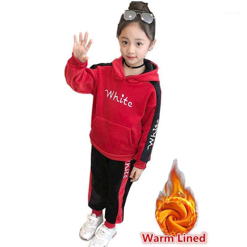 

Teenage Girls Clothing Set Kids Autumn Winter Sportswear Sets Warm Hooded Sweatshirt Pants Child Velvet Tracksuit Two Piece Set1, Black