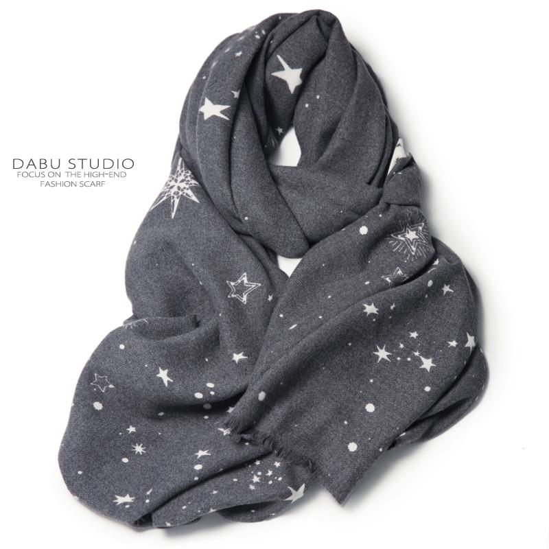 

Hats, Scarves & Gloves Sets Designer Faux Cashmere Imitation Dark Gray Star Pattern Scarf For Men And Women's Gender Long With Stars Autumn