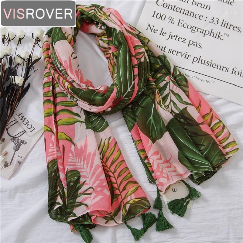 

VISROVER tropical print scarf boho ethnic scarves summer beach muffler green leaves plant scarf wowan kawaii lady coconut tree1