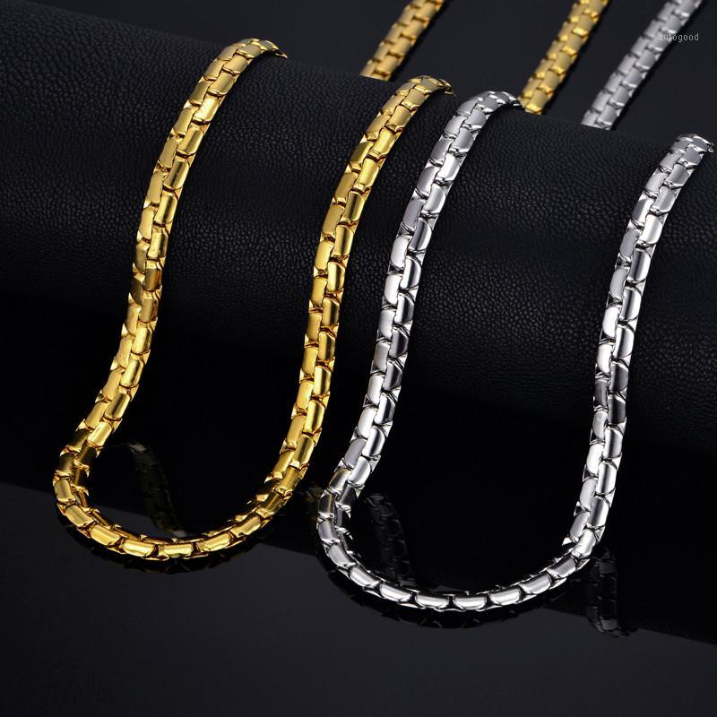 

Chains Whole SaleMens Gold Chain Necklace 6MM Long For Men 20" 26" Color Stainless Steel Flat Necklaces Collier1