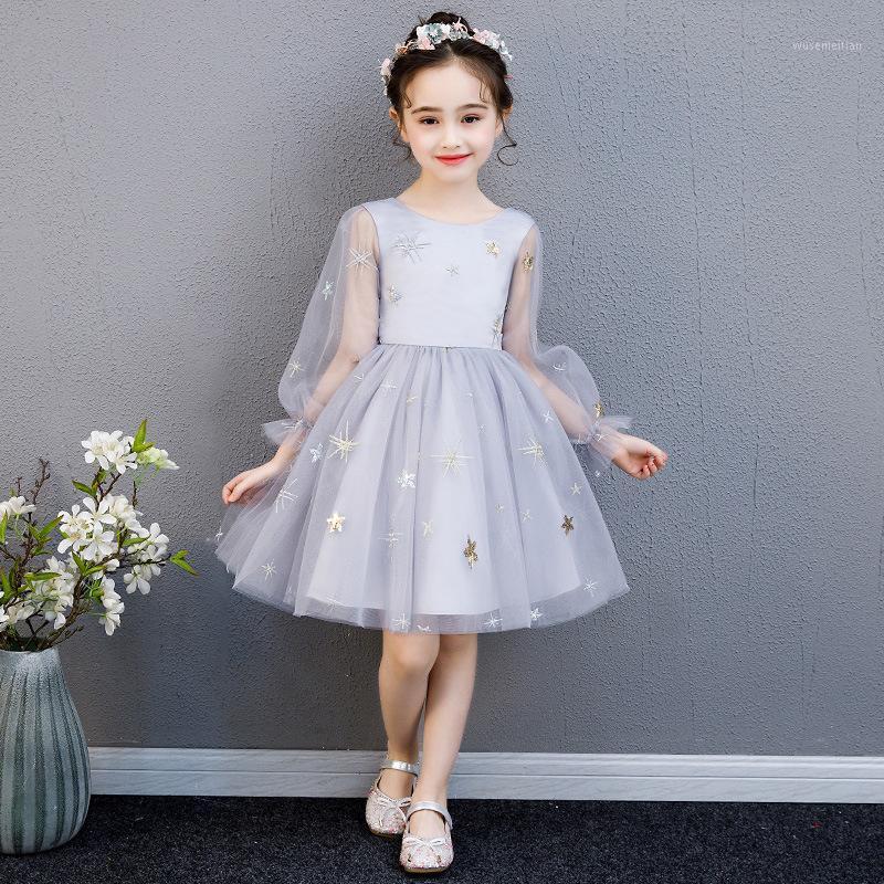 

Flower Girl Dresses Luxury Tulle Ball Gown Knee-Length Embroidery Full Lace Bow Sequined O-Neck Kids Party Princess Skirt D3251, Pink