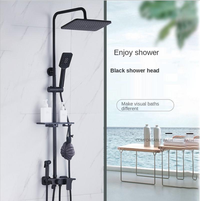 

Bathroom Shower Sets Brass Multifunctional Bathroom, Toilet, Black Four-speed Pregnant Washer, Pressurized Rain Head, Set