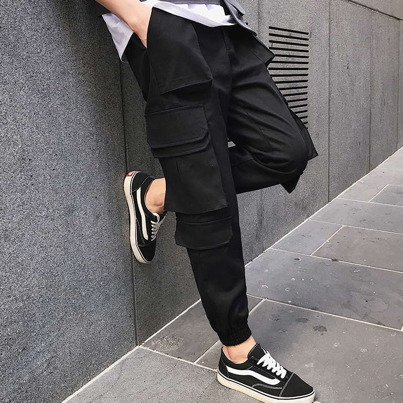 

2021 New Fashion Black Male Pants Multi-pocket Korean Style Work Thin Pants. -6xl!! N8KJ