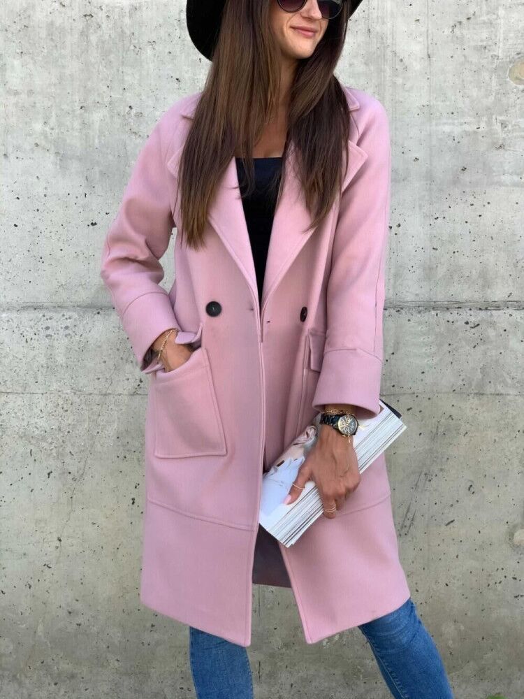 

Fashion Style Womens Coats Wear Long-sleeved Suit With Double Tailored Collar Outerwear Outdoor Trench Winter Snow Coats Size M-2XL, More buy more cheap