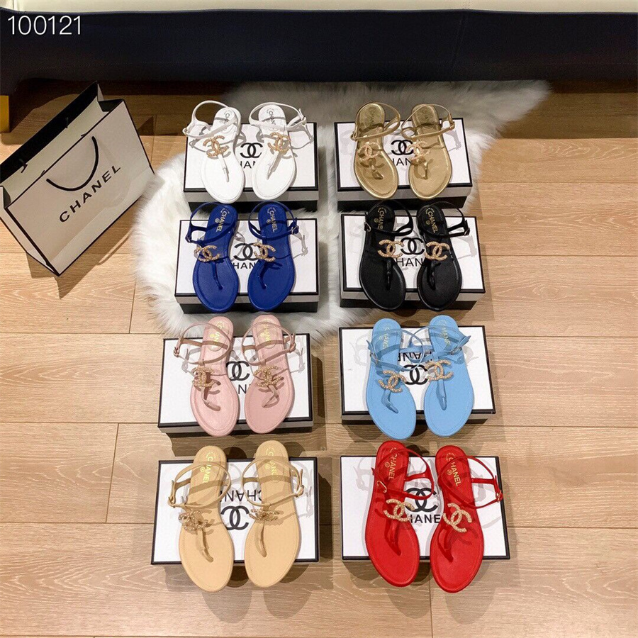 slipper Women Sandals Shoes Luxury Slide Summer Wide Flat Slippery Slideshow Flip Flop Flower Box Size 34-40 100122-image-754695190