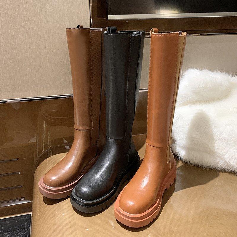 

Knee High Boots Platform Women Shoes 2020 Motorcycle Long Boots Winter Thigh High Knee Women Botas Altas Mujer, Black