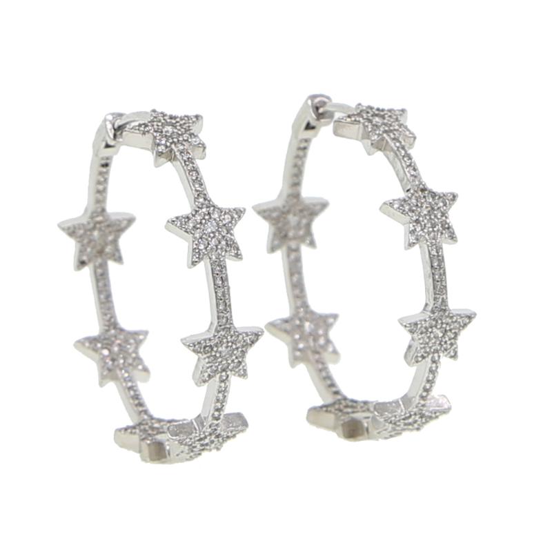 

2020 christmas NEW European Fashion 33mm Stars Hoop Earrings Women Hyperbole Big Earrings Bijoux Brincos Jewelry Gift