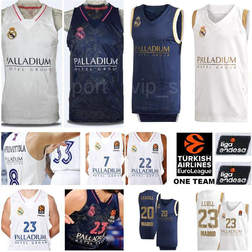 

NCAA 2021 Real Madrid Basketball 22 Walter Tavares Jersey 23 Sergio Llull 7 Facundo Campazzo 33 Trey Thompkins III 20 Jaycee Carroll White, 2020 blue