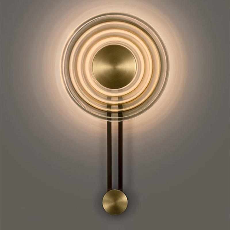

Postmodern glass wall light clock shape design creative bedroom bedside wall lamp living room background staircase sconce lamps