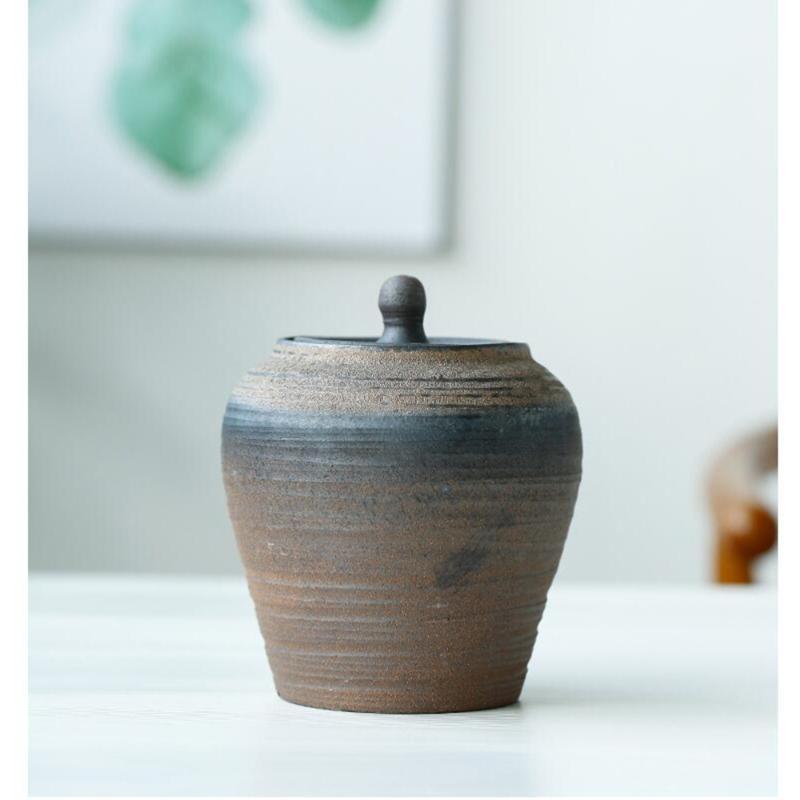 

Ceramics Grain Canister Sealed Storage Container Empty Storage Can for Loose Coffee Bean Sugar (Brown)1