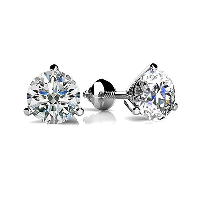 

6/7/8MM Round Three Prong Lab Diamond Earrings For Women 100% Real 925 Sterling Silver Stud Earrings Female Wedding Luxury Gifts
