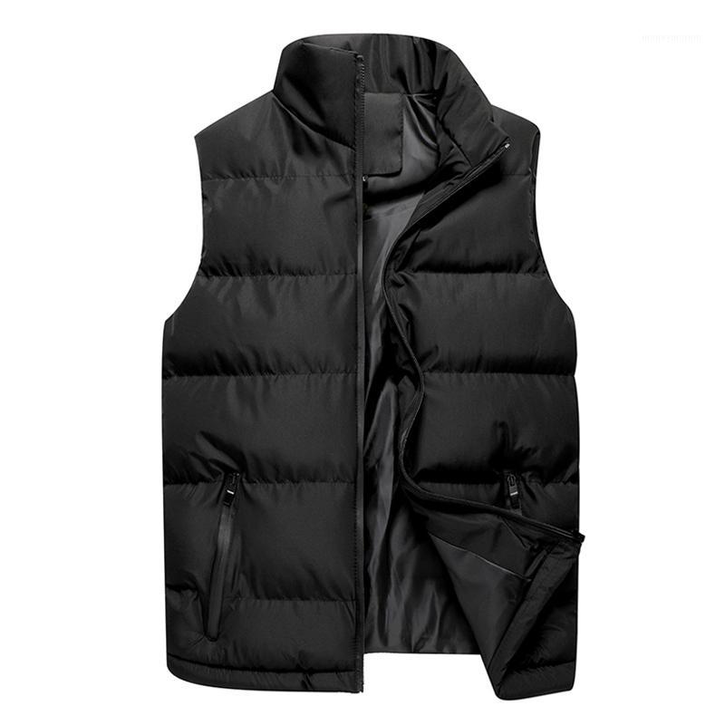 

Autumn And Winter New Mens Winter Vests Quality Thick Warm Standing Collar Vests Plus Size Mens Solid Color Jacket1, Black