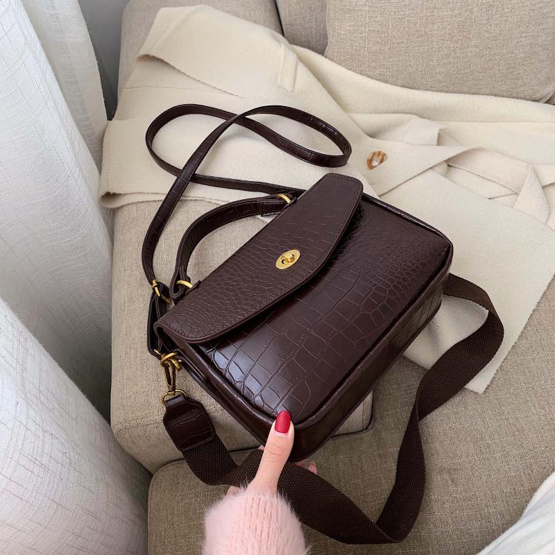 

2021 Fashion PU Leather Vintage Crossbody Bag Women's Shoulder Handbags Women Travel Designer Hand Bag, Black