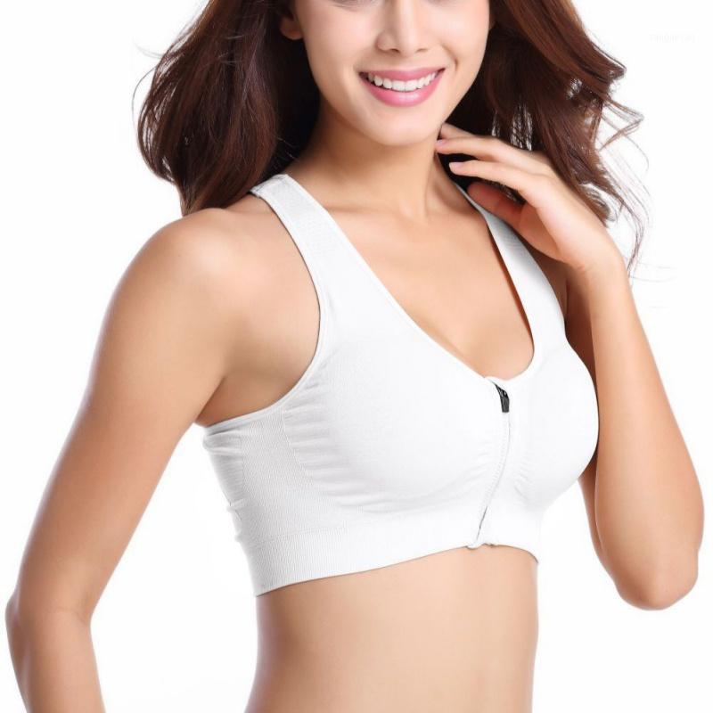 

1 Pc Women Front Zipper Breathable Wirefree Padded Push Up Sports Bra1