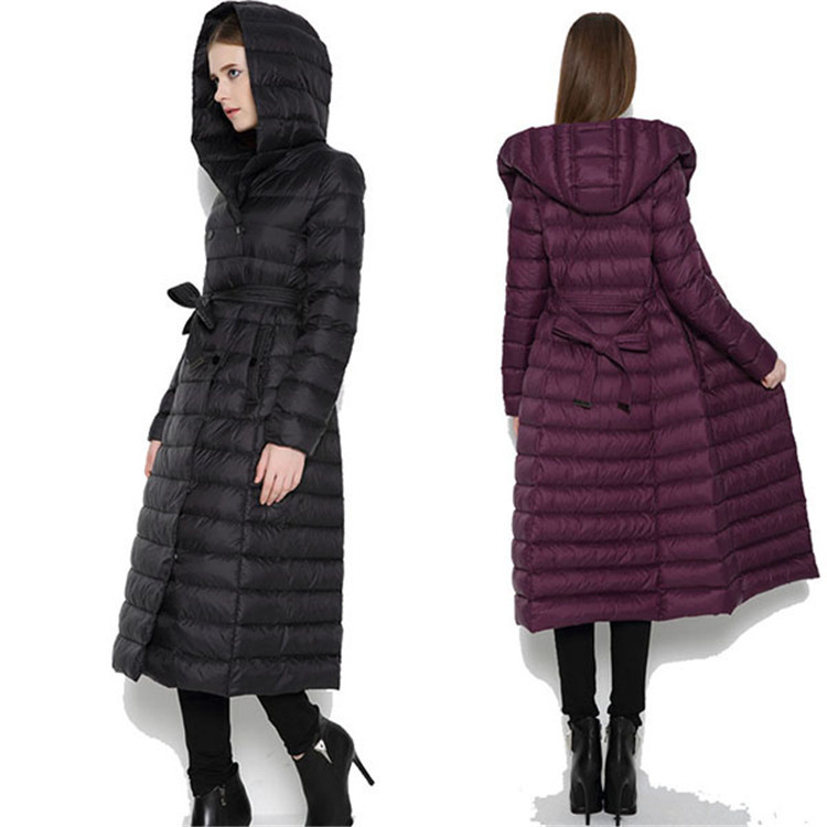 

2021 New Light Woman Down Hood Winter Long Female Double Breasted with Jacket Parka Jackets for Mujer Kj515 6ed2, Black
