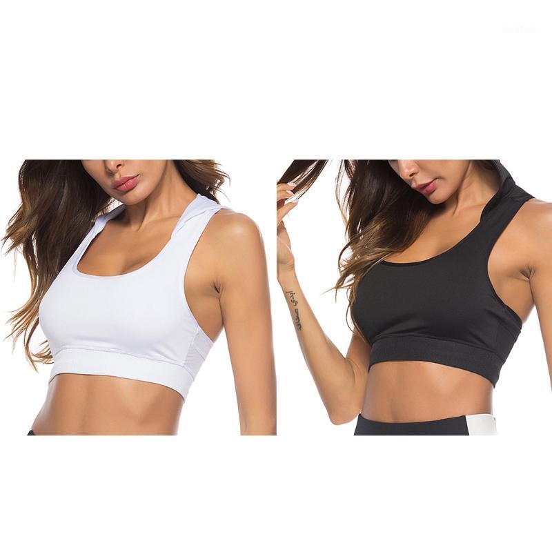 

A0NIJIE Women Sport Hooded Bra Running Vest Mesh Splicing Shockproof Padded Crop Top1, White