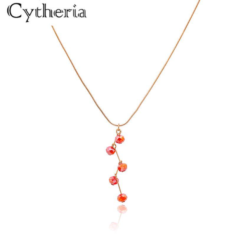 

Vintage red rhinestone drop pendant necklace for women fashion elegant romantic woman gifts party gifts wholesale