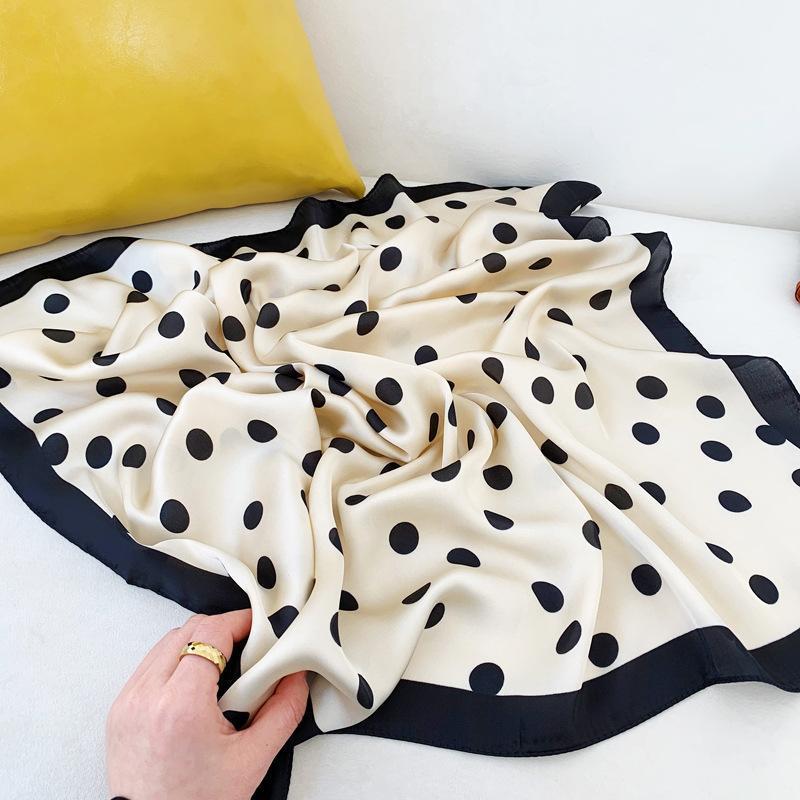 

70*70cm Fashion Handkerchief Dot Print Silk Satin Neck Scarf For Women Small Shawls Hair Scarfs Female Bag Scarves For Ladies1