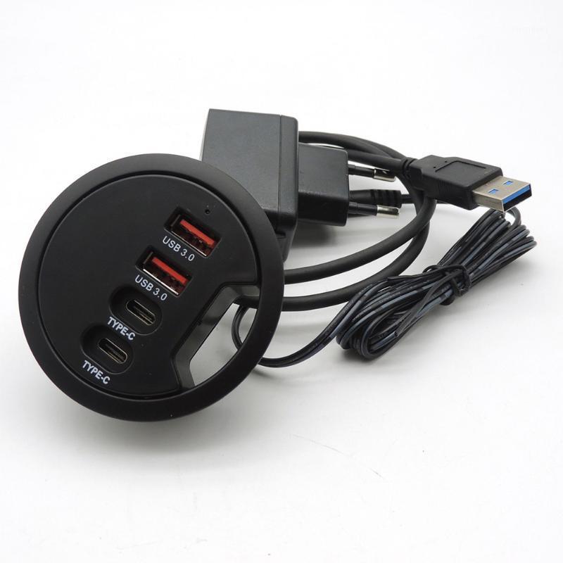 

USB Desk Hub USB3.0 HUB With 2 Port USB3.0 2 Port Type C Adapter For Desktop PC/Notebook USB Desk Mount 3.0 Splitter1