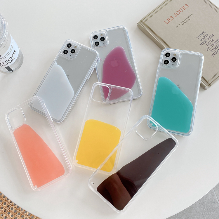 

Candy Liquid Quicksand Phone Case For iPhone 12 11 Pro Max Xs Xr 8 7 6 Plus Designer Fashion Transparent Back Cases Cover, Leave color number