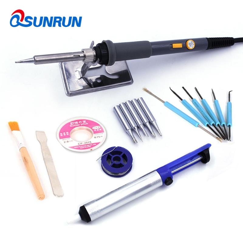 

110V / 220V 60W Adjustable Temperature Electric Iron Gun Welding Soldering Iron Solder Repair Tool With 5pcs Tips Free Gift