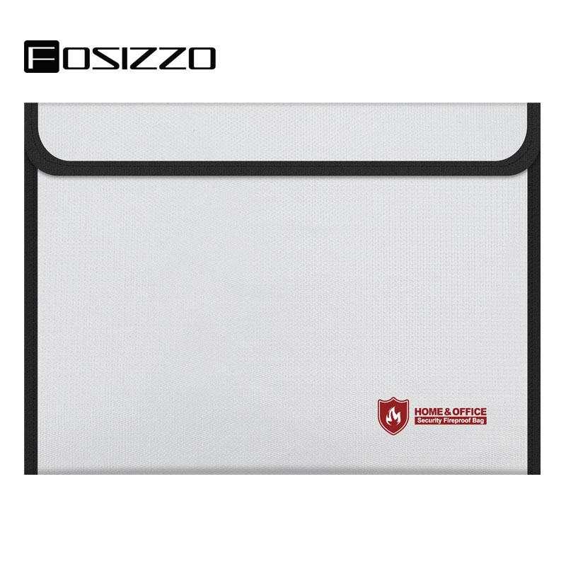

Fireproof Document Bags 28*38CM Waterproof Money Bag Fireproof Safe Storage Pouch with Zipper for A4 Document Holder FS5238, White
