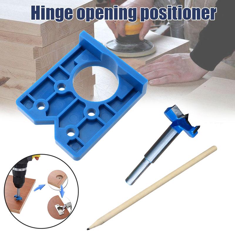 

35mm Concealed Cabinet Hinge Hole Jig Wood Hole Saw Drill Locator Guide Tool Or Locator with Drill( and Pencil) MYD