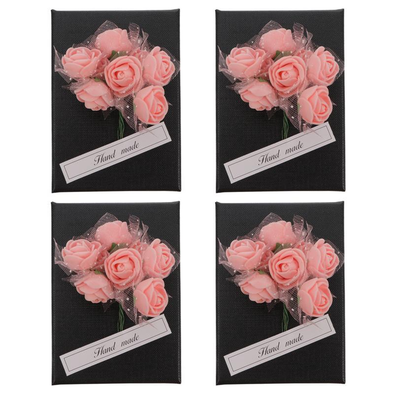 

4pcs Lipstick Packing Boxes Sponge Lined Rose Patch Rectangular Gift Cases