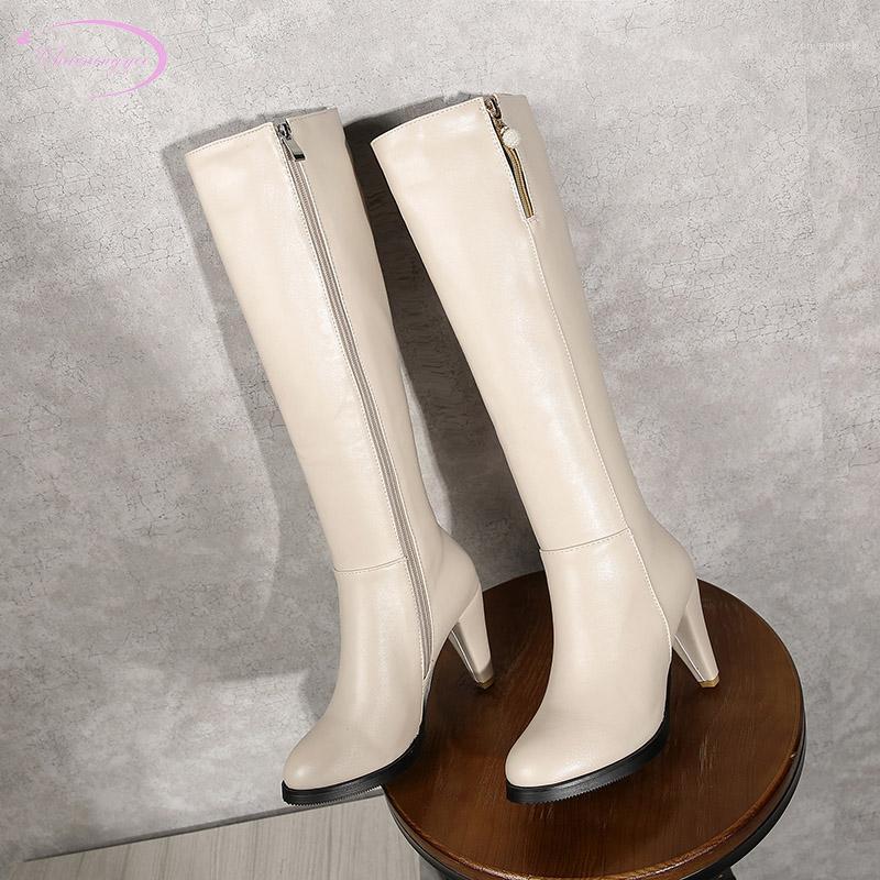 

European street style round head knee high boots fashion bead zipper black high-heeled stilettos women's shoes riding boots1