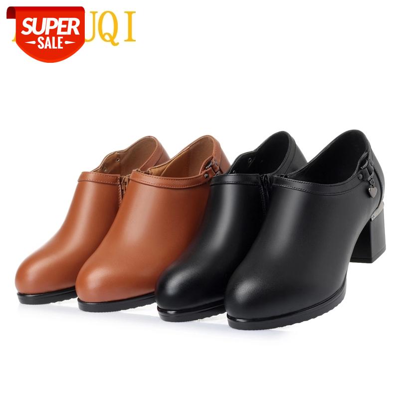 

AIYUQI women high heels 2020 spring new genuine leather women fashion shoes trend dress shoes Brand lady #e998, Black