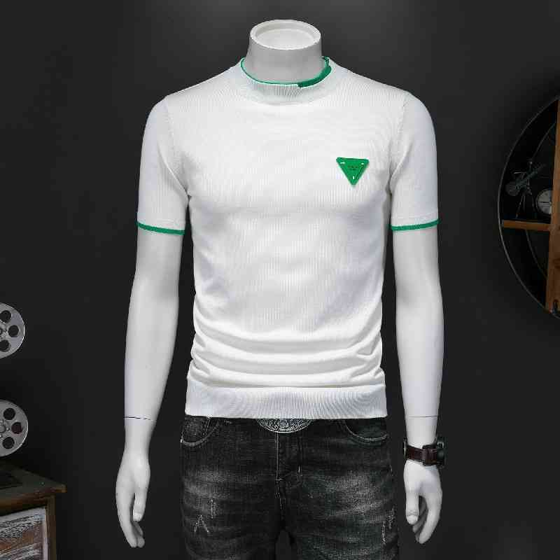 

Men's Jackets round neck short sleeve sweater men's slim knit white spring bottomed shirt OCTV