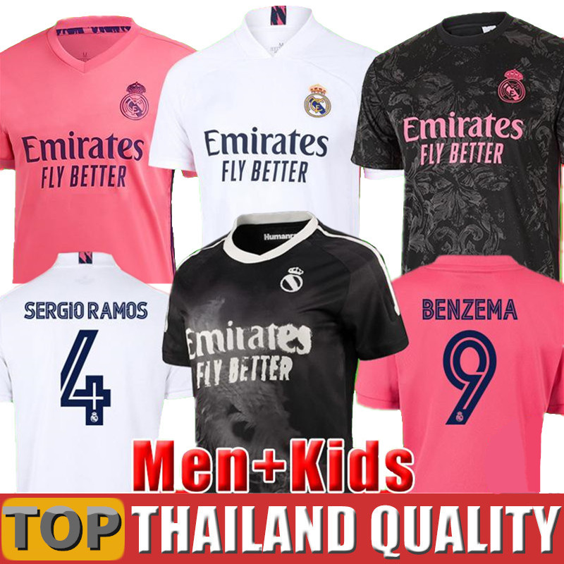 

Fans Player version 20 21 Real Madrid soccer jerseys HAZARD 2021 SERGIO RAMOS football shirt set BENZEMA ASENSIO HUMANRACE Men Women Kids kit uniforms, 2020 4th + patch - men