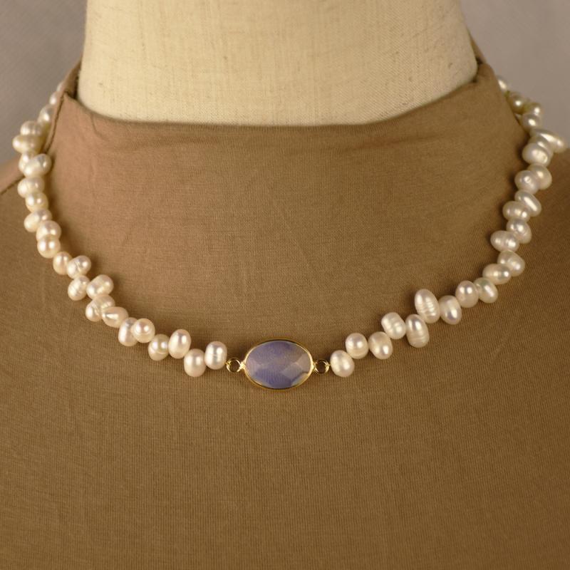 

2020 Last Season Freshwater Pearl Necklace Choker Delicate Elegant Real Baroque Pearl Stone Charm Necklace for Women
