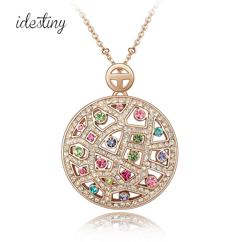 

11.11 Sale Fashion Jewelry Womens Accessories Necklace Made with Austrian Crystal New Big Round Design Jewelery Wholesale Gift, Silver