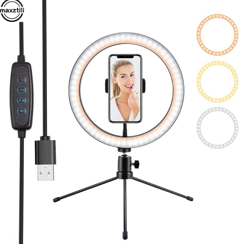 

6/8/10 Inch Desktop LED Ring Light Video Photography YouTube Live Tripod Makeup Lamp 3500-5500k Selfie LED Ring Light